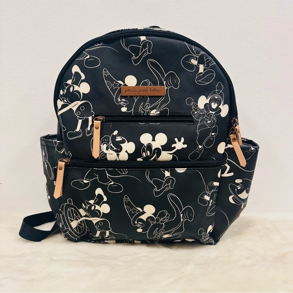 Petunia Pickle Bottom Black and Cream Mickey mini Mouse Backpack diaper bag!